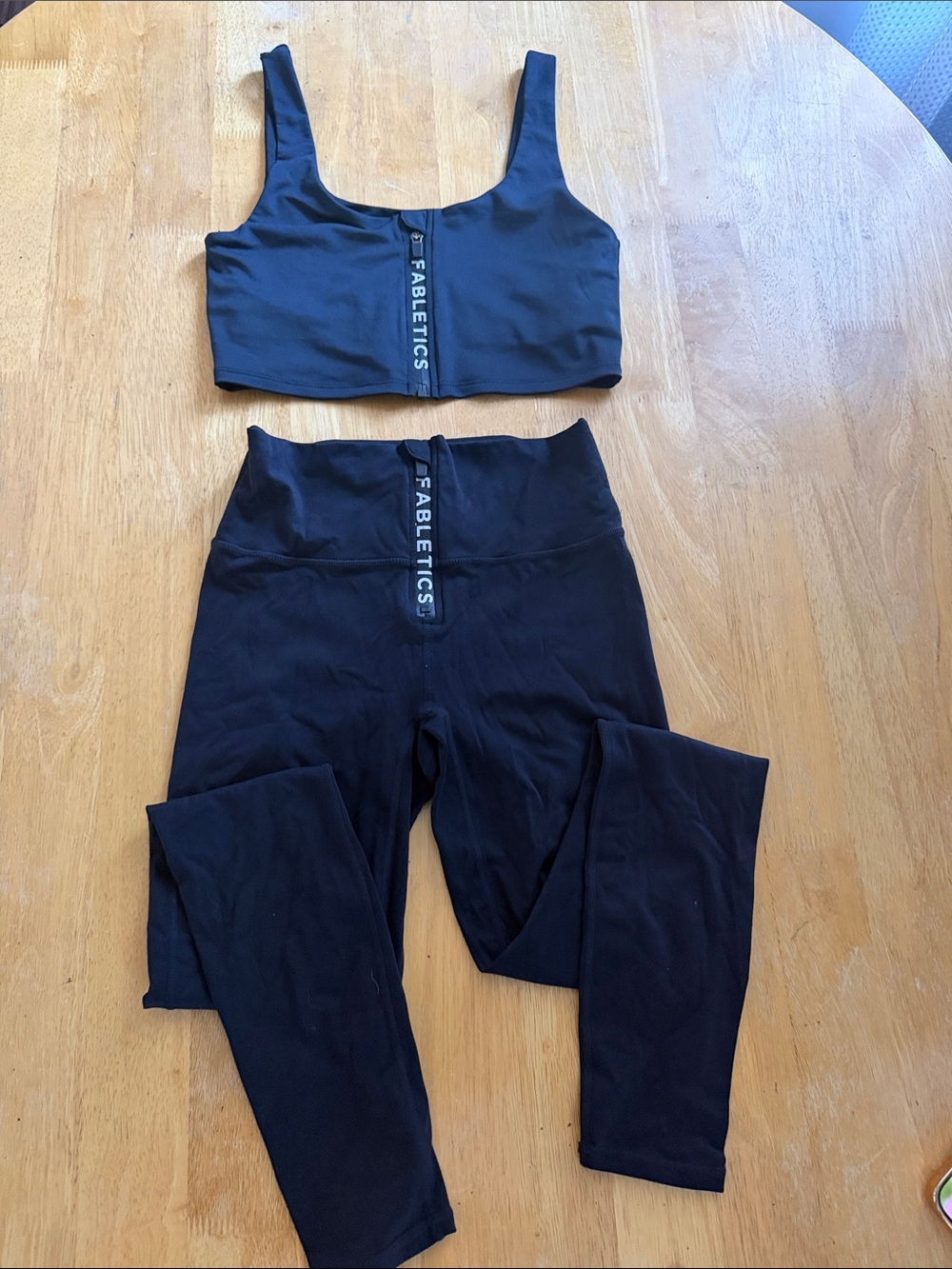 Fabletics Black Two-Piece Zip-Front Active Set
